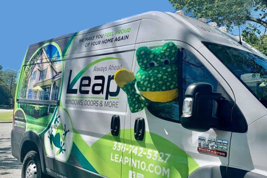 Leap mascot and truck